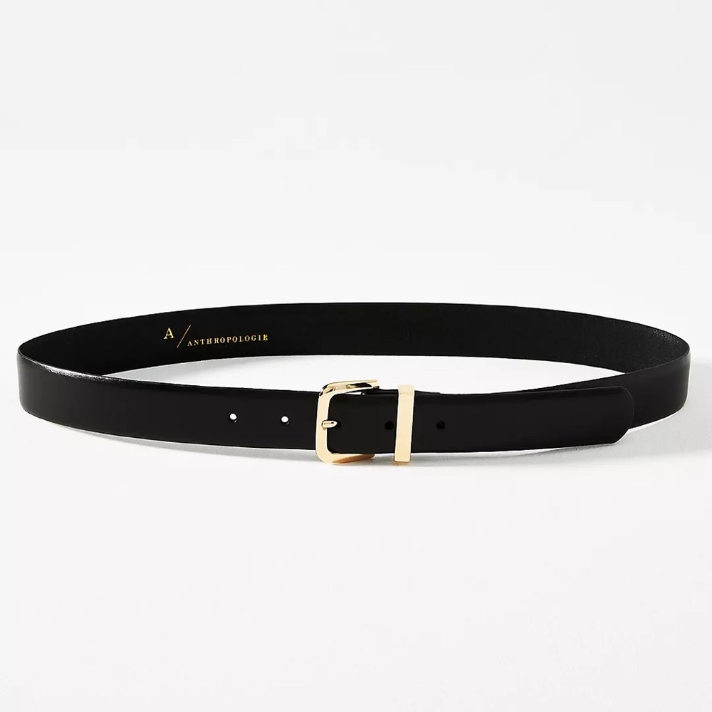 Anthropologie Elegant Black Belt with Gold Accent